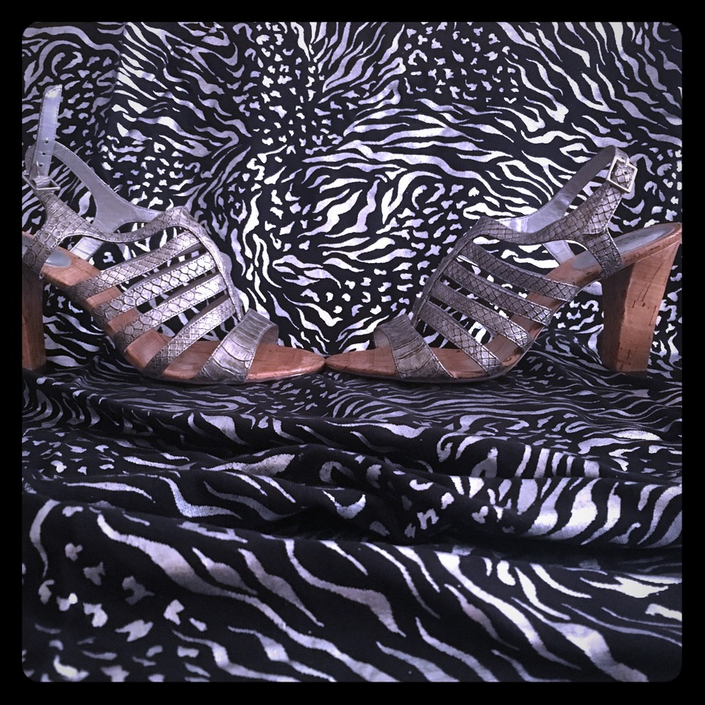 Brand New Faux Snake Skin & Wooden Heeled classics
